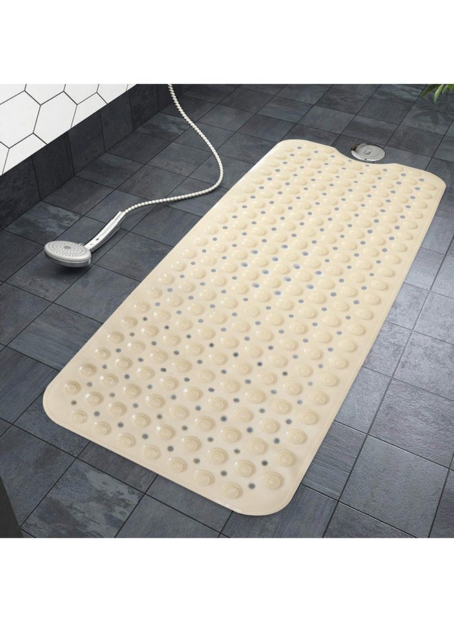 Ar2825-Bg Pvc Extra Long Bath Tub Antislip Shower Mat With Anti-Skid Suction Cups Drain Holes For Bathroom (100 X 40 Cm, Beige)