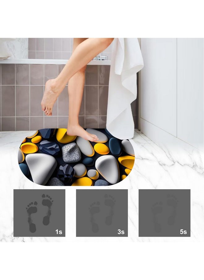 3D Bathroom Mat, Door Mat, Floor Mat,Rare 3D Patterned Bath Mat, Bathroom Decor,Anti-Slip, Absorbent Bath Rug, Quick Drying, Easy Care Shower Rug, Decorate (60X40Cm) (Pebbles)