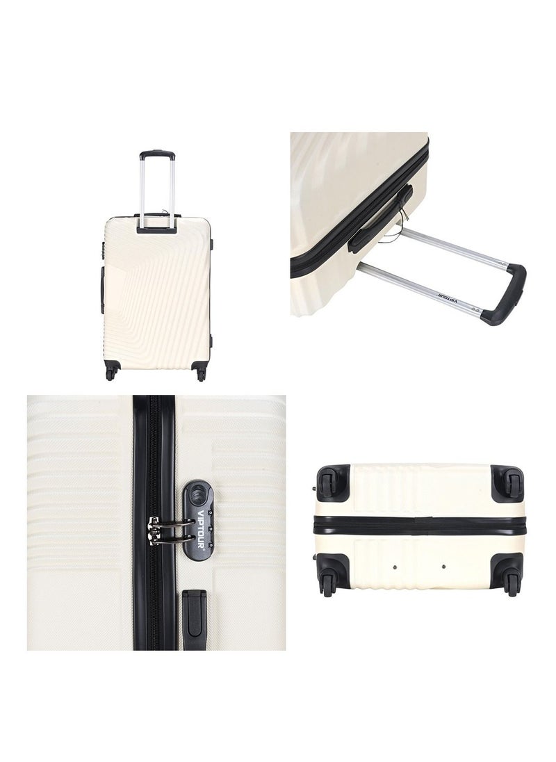 ABS Hardside 3-Piece Trolley Luggage Set Spinner Wheels with Number Lock 20/24/28 Inches OFF WHITE