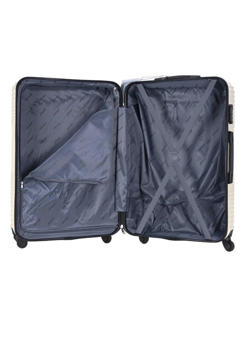 ABS Hardside 3-Piece Trolley Luggage Set Spinner Wheels with Number Lock 20/24/28 Inches OFF WHITE