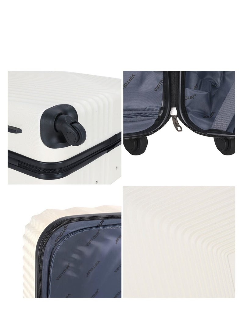 ABS Hardside 3-Piece Trolley Luggage Set Spinner Wheels with Number Lock 20/24/28 Inches OFF WHITE