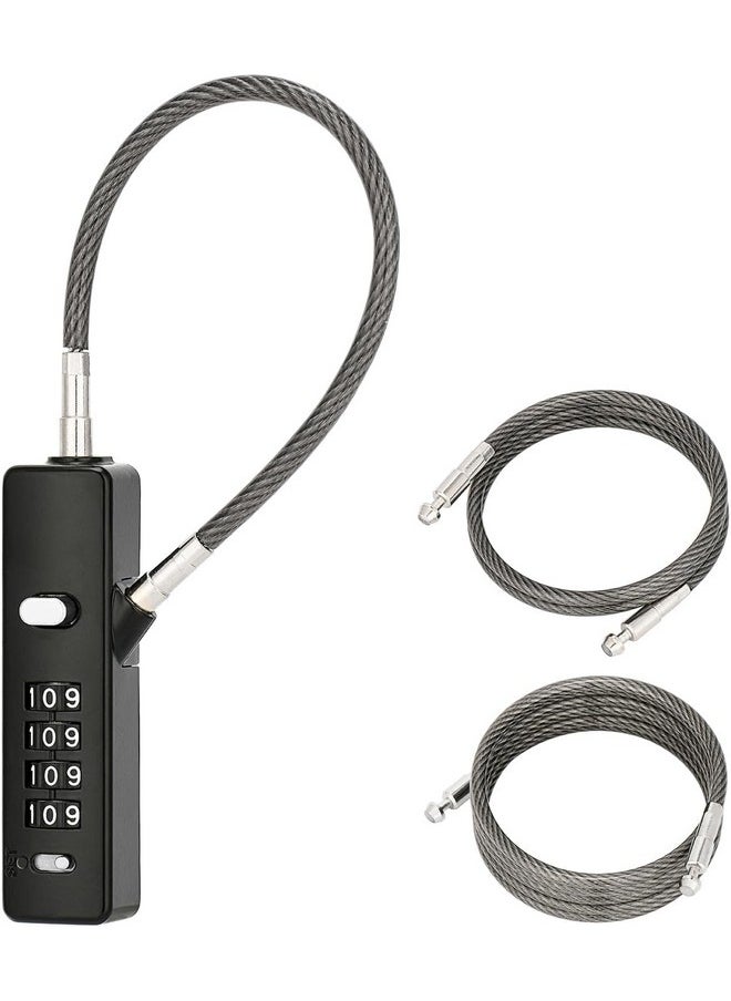 Steel Number Lock For Bag,Luggage Locks For Travel With 3 Different Lengths Cables For Suitcase Also, Multi-Purpose Password Combination Small Lock (Black)
