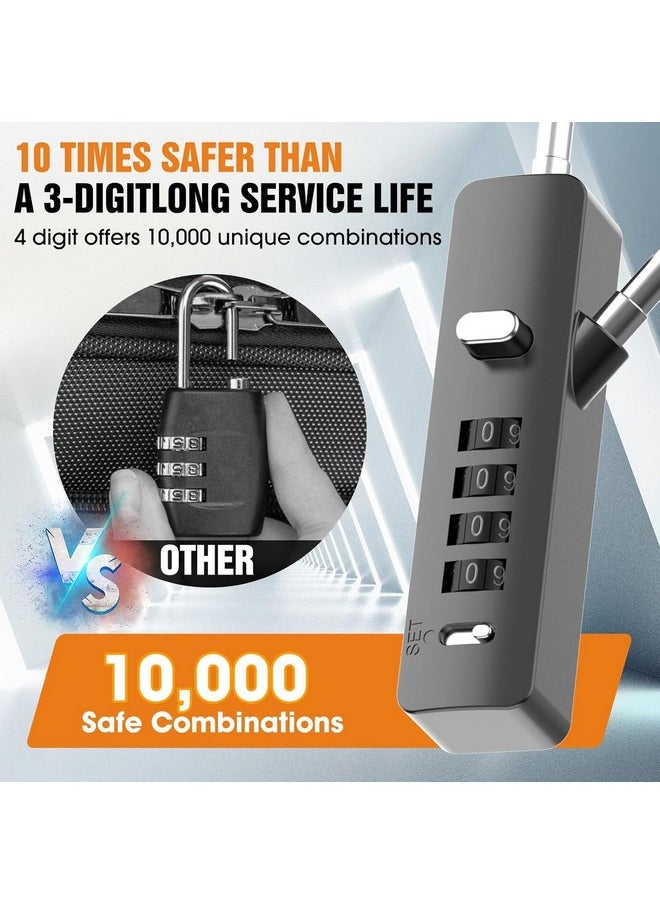 Steel Number Lock For Bag,Luggage Locks For Travel With 3 Different Lengths Cables For Suitcase Also, Multi-Purpose Password Combination Small Lock (Black)