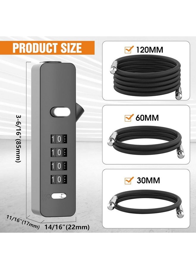 Steel Number Lock For Bag,Luggage Locks For Travel With 3 Different Lengths Cables For Suitcase Also, Multi-Purpose Password Combination Small Lock (Black)