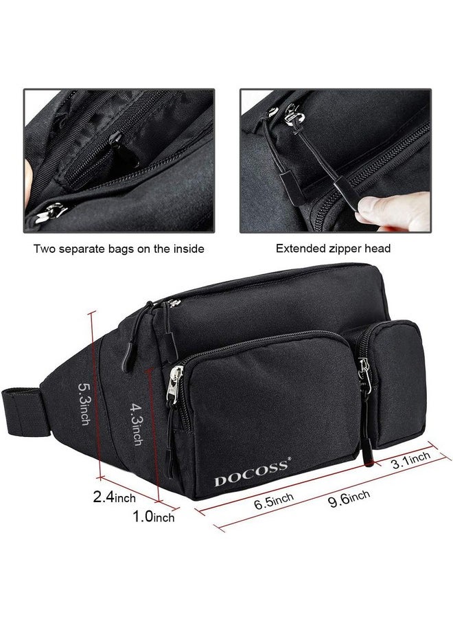-Versatile Fanny Pack For Men,Women Waterproof Waist Bag,Premium Stitching Travel Pouch,Money Side Bag And Passport Holder With Extra Belt Pouch For Travel (Black)
