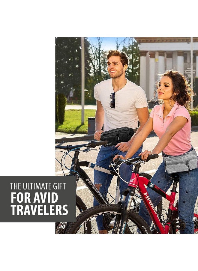 -Versatile Fanny Pack For Men,Women Waterproof Waist Bag,Premium Stitching Travel Pouch,Money Side Bag And Passport Holder With Extra Belt Pouch For Travel (Black)