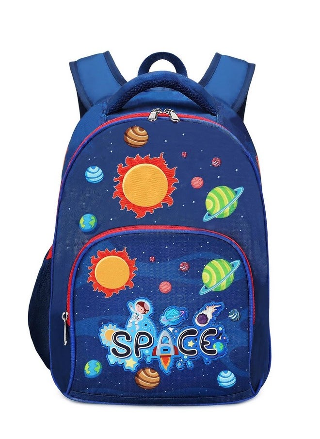 Waterproof Polyester 26 L School Backpack With Pencil/Staionery Pouch School Bag Class 1 To 8 Daypack Picnic Bag For School Going Boys & Girls(Bk_Blue_Space_24_A)