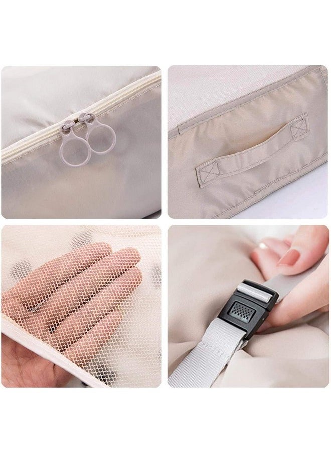 9Pcs Set Travel Organizer Packing Cubes Lightweight Travel Luggage Organizers With Laundry Bag Or Toiletry Bag (Beige)