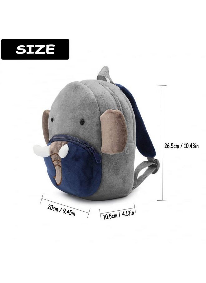 Kids Soft Cartoon Animal Travelling School Bag Soft Plush Standard Backpack Boys Girls Baby For 2 To 5 Years Baby/Boys/Girls Nursery, Preschool, Picnic(Blue_Elephant) Small, 10 Liter