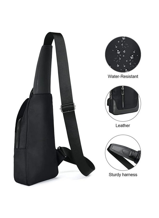 Crossbody Bagpack Sling Bag For Men Women Shoulder Bag With Cable Vent Adjustable Strap For Commuting Travel Outdoor Activities Cycling Black