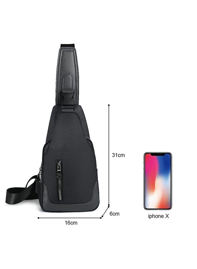 Crossbody Bagpack Sling Bag For Men Women Shoulder Bag With Cable Vent Adjustable Strap For Commuting Travel Outdoor Activities Cycling Black