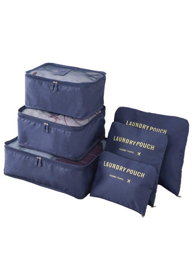 Polyester Set Of 6 Packing Cubes Travel Organizer Bag (Navy Blue_S1037), 30 Cm