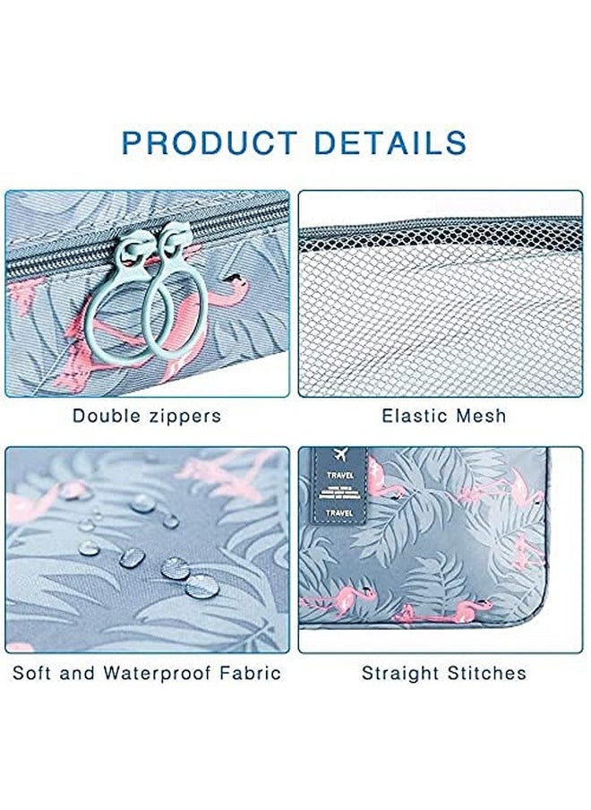 Hanging 18 Cms Travel Toiletry Kit Bag Cosmetic Makeup Bag Organizer For Women And Girls (Grey Flamingo)