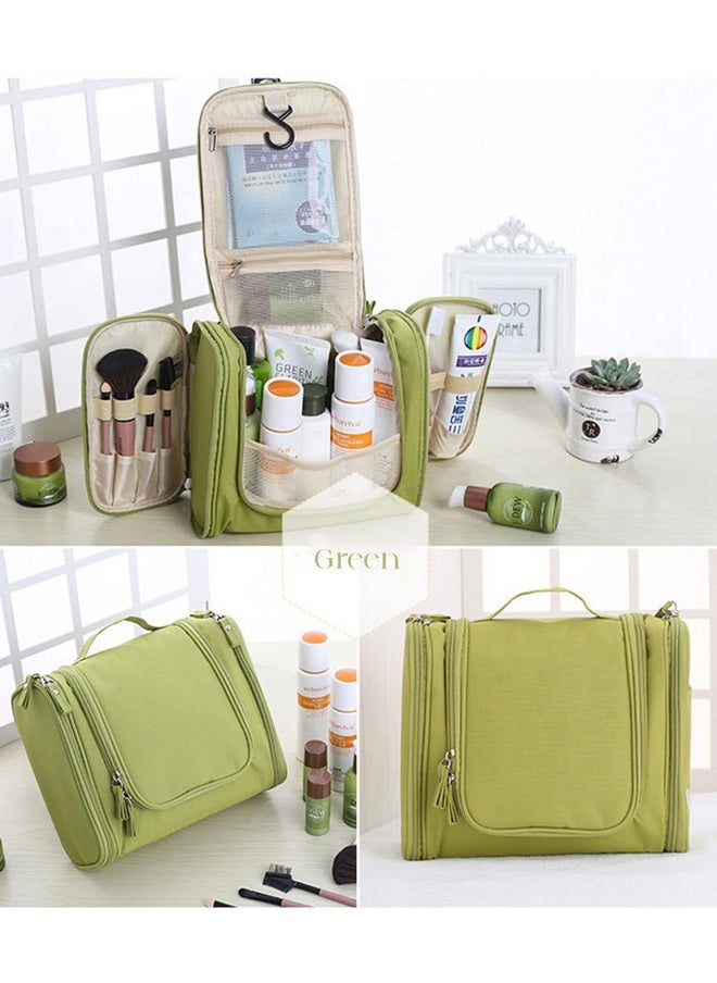 Hanging Toiletry Kit Bag Extra Large Capacity Travel Organizer Bags For Men And Women Durable Waterproof Nylon Makeup Bag For Toiletries,Cosmetics, Brushes (Green),W-11 Cm