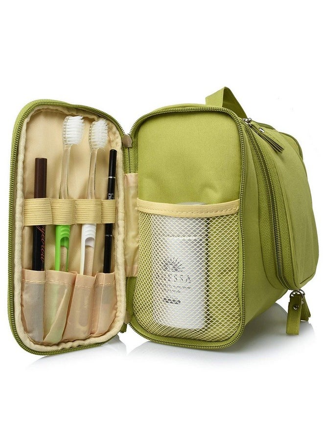 Hanging Toiletry Kit Bag Extra Large Capacity Travel Organizer Bags For Men And Women Durable Waterproof Nylon Makeup Bag For Toiletries,Cosmetics, Brushes (Green),W-11 Cm