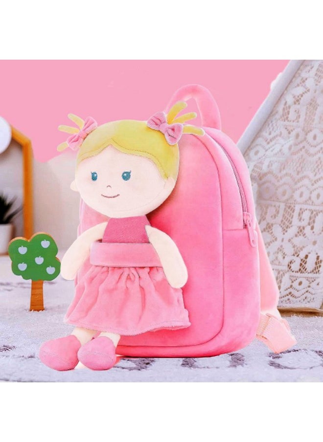 Soft Cute Kids School Bag Picnic Backpack(Fullbody_Hotpink_Nikki_Doll_24_B)