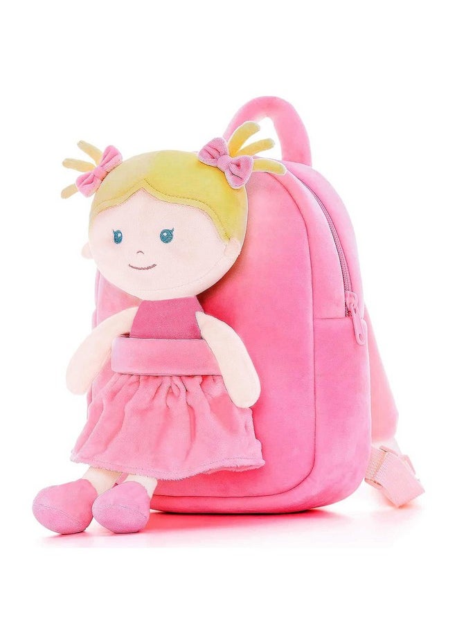 Soft Cute Kids School Bag Picnic Backpack(Fullbody_Hotpink_Nikki_Doll_24_B)