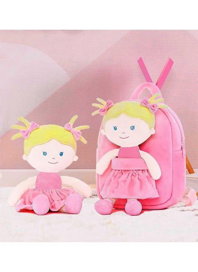 Soft Cute Kids School Bag Picnic Backpack(Fullbody_Hotpink_Nikki_Doll_24_B)