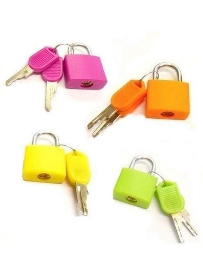 4 Pcs Small Size Padlocks For Securing Luggage While Travelling Along With 2 Keys For Each Lock(Color May Vary)