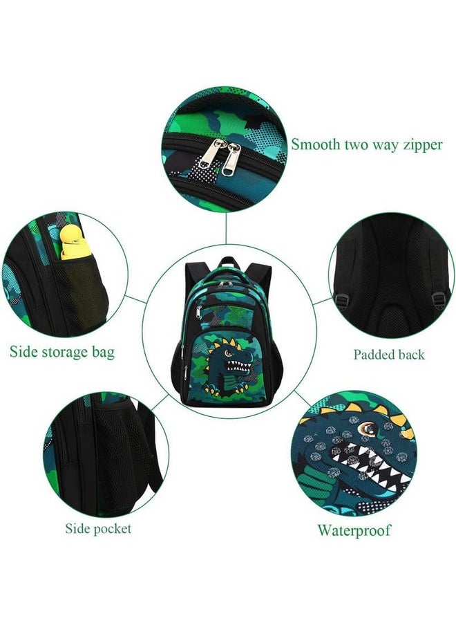 Waterproof Polyester 26 L School Backpack With Pencil/Staionery Pouch School Bag Class 1 To 8 Daypack Picnic Bag For School Going Boys & Girls(Rr_4Zipper_Black_Dianasour_24_A)