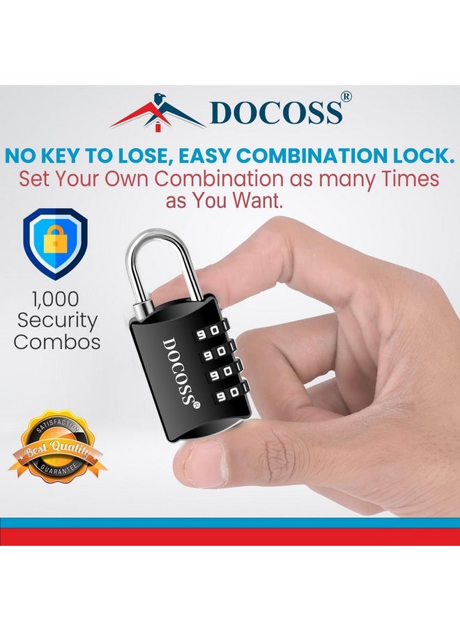 Metal 4-Digit Password Number Luggage Travel Bag Locks, Pack Of 2 (Black), Combination Lock