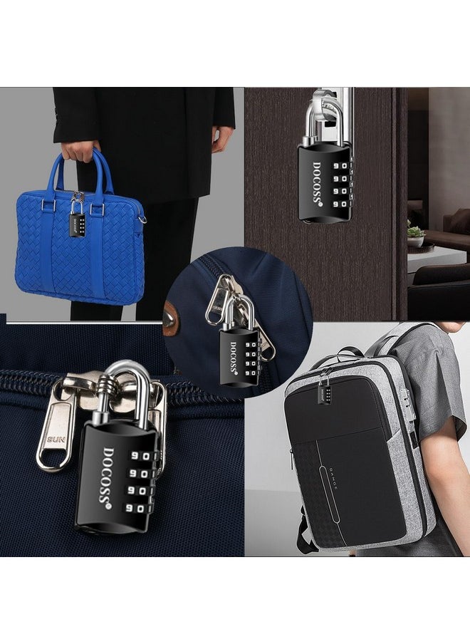 Metal 4-Digit Password Number Luggage Travel Bag Locks, Pack Of 2 (Black), Combination Lock