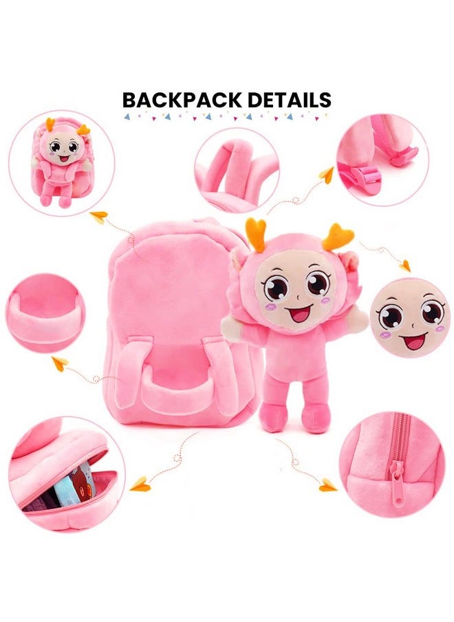 Soft Cute Kids School Bag Picnic Backpack(Fullbody_Pink_Figurature_24_B)