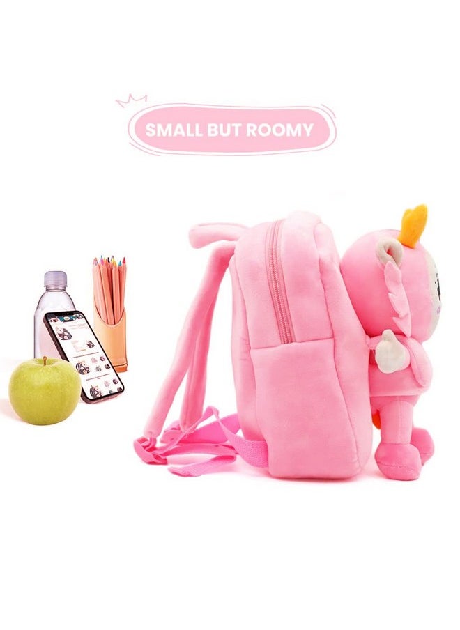 Soft Cute Kids School Bag Picnic Backpack(Fullbody_Pink_Figurature_24_B)