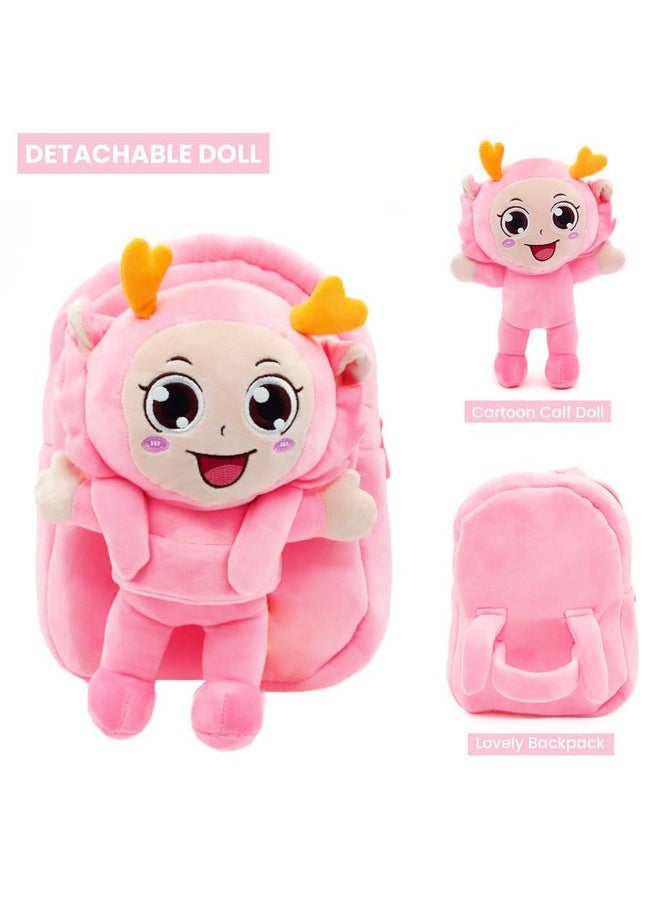 Soft Cute Kids School Bag Picnic Backpack(Fullbody_Pink_Figurature_24_B)