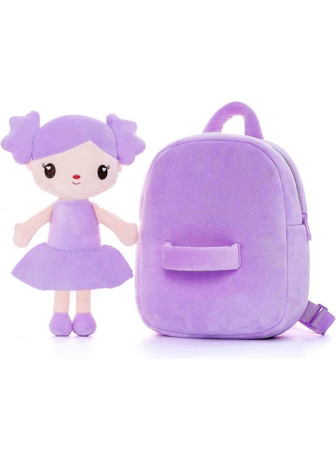 Soft Cute Kids School Bag Picnic Backpack(Fullbody_Purple_Myra_Doll_24_A)