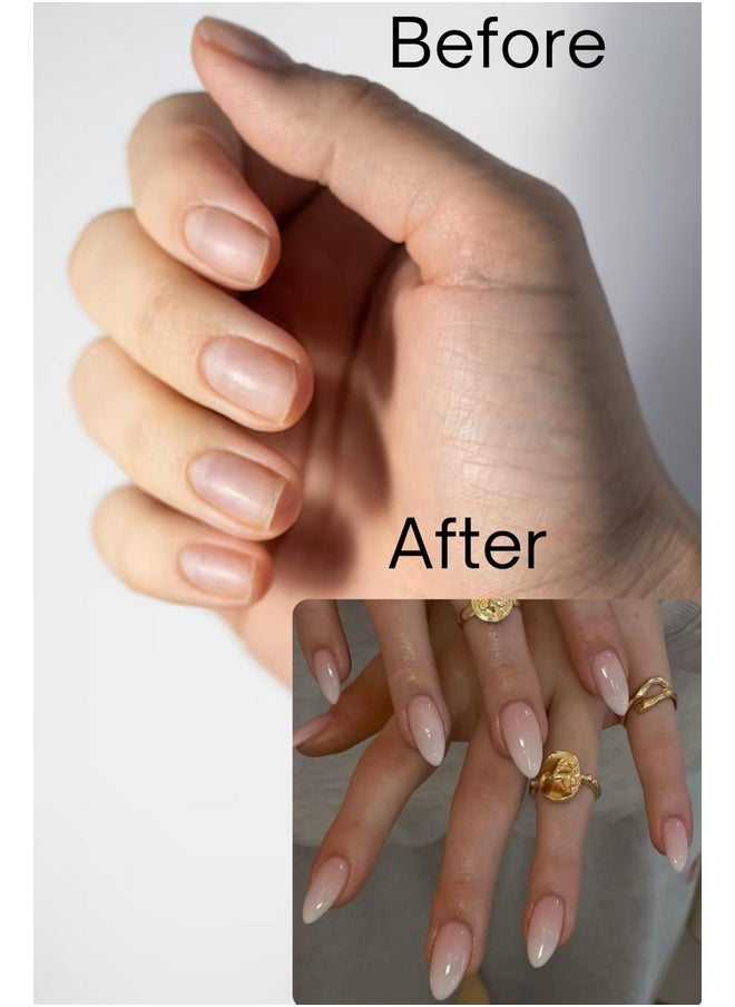 French Ombre Coffin Press On Nails Artificial Nails, Reusable Fake Nails, Set Of 22 False Nails Universally Sized Nail Extensions For Women Press- On Nails, Longlasting Fake Nails With Glue (Glossy) Easy To Use