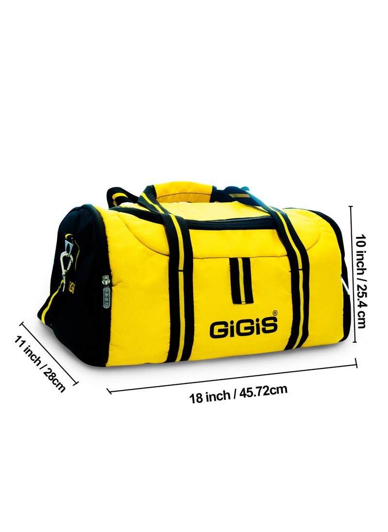 Travel Duffle Bag, Waterproof Sports Gym Bags, Yellow/Black