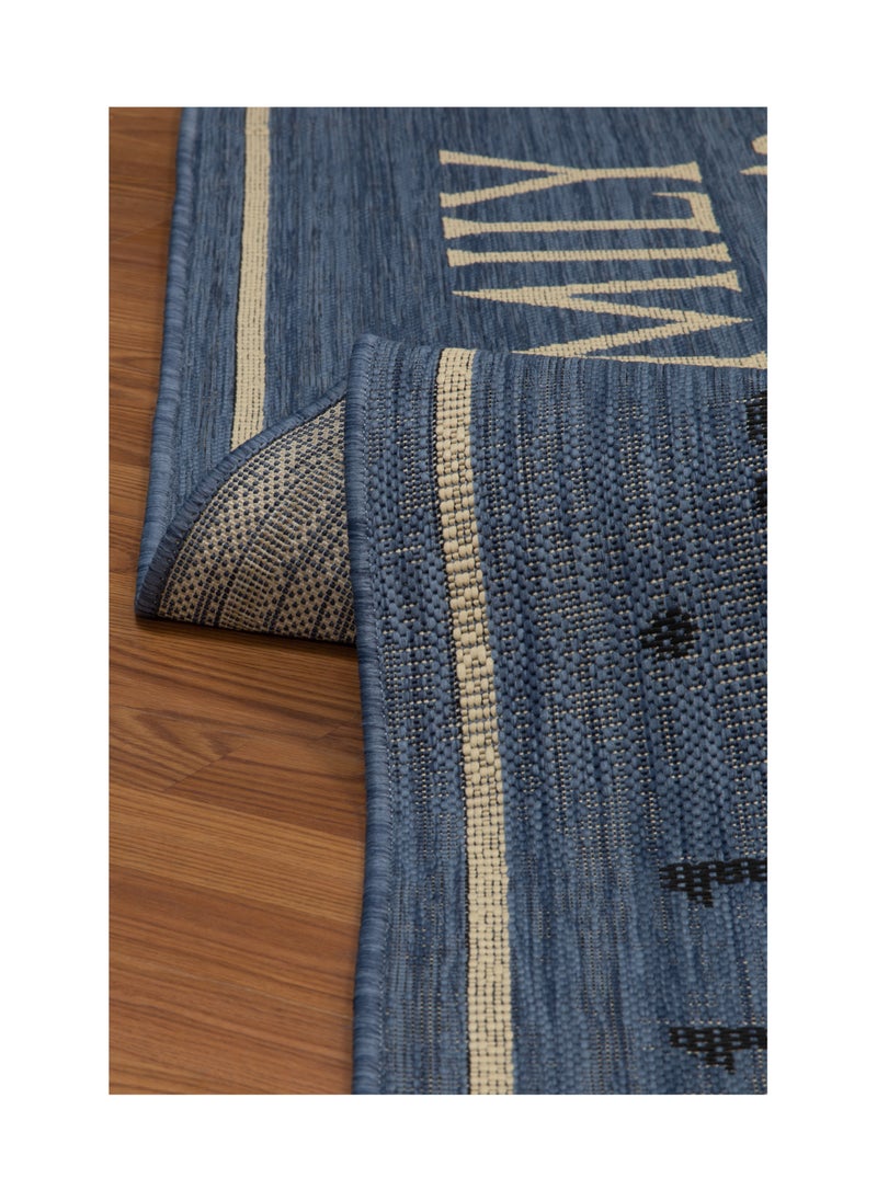 Kingdom Blue Indoor/Outdoor Rugs Flatweave Contemporary Patio, Pool, Camp and Picnic Carpets 4X6 Ft