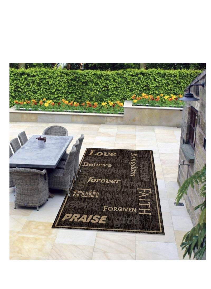 Kingdom Black Indoor/Outdoor Rugs Flatweave Contemporary Patio, Pool, Camp and Picnic Carpets