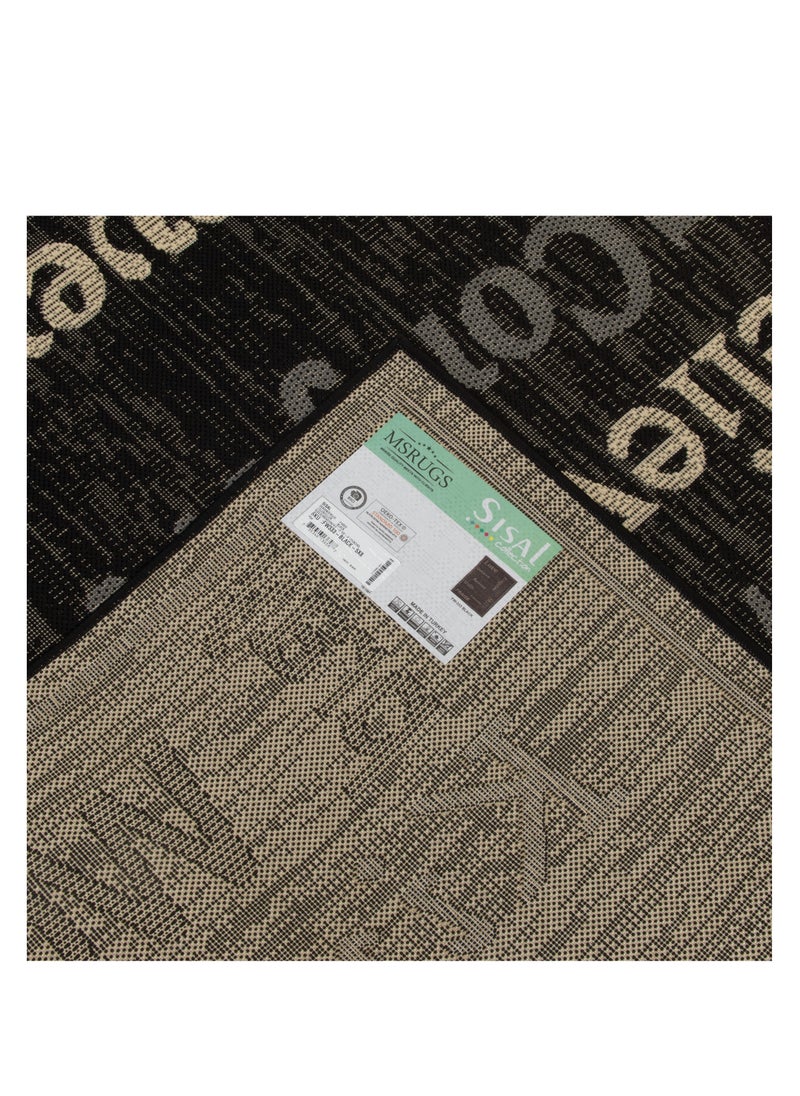 Kingdom Black Indoor/Outdoor Rugs Flatweave Contemporary Patio, Pool, Camp and Picnic Carpets