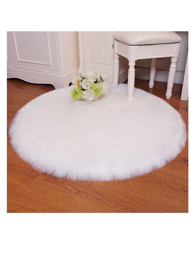 White Fur Rugs Carpets Soft Artificial Sheepskin Faux Fleece Chair Cover Seat Pad Soft Fluffy  Area Rugs For Living Room Sheepskin Style Rug White 45 X 45CM