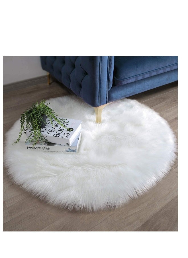 White Fur Rugs Carpets Soft Artificial Sheepskin Faux Fleece Chair Cover Seat Pad Soft Fluffy  Area Rugs For Living Room Sheepskin Style Rug White 45 X 45CM