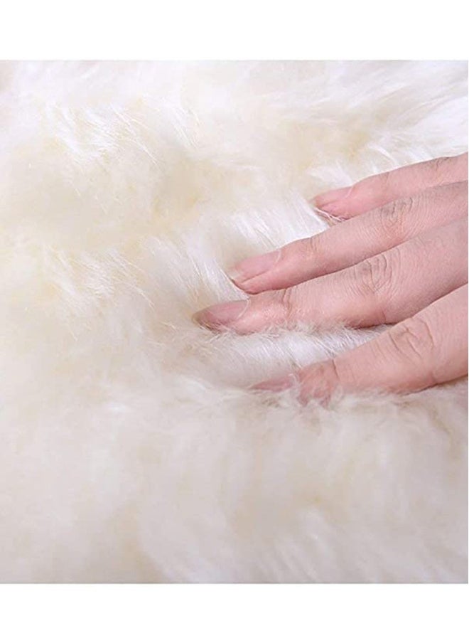 White Fur Rugs Carpets Soft Artificial Sheepskin Faux Fleece Chair Cover Seat Pad Soft Fluffy  Area Rugs For Living Room Sheepskin Style Rug White 45 X 45CM