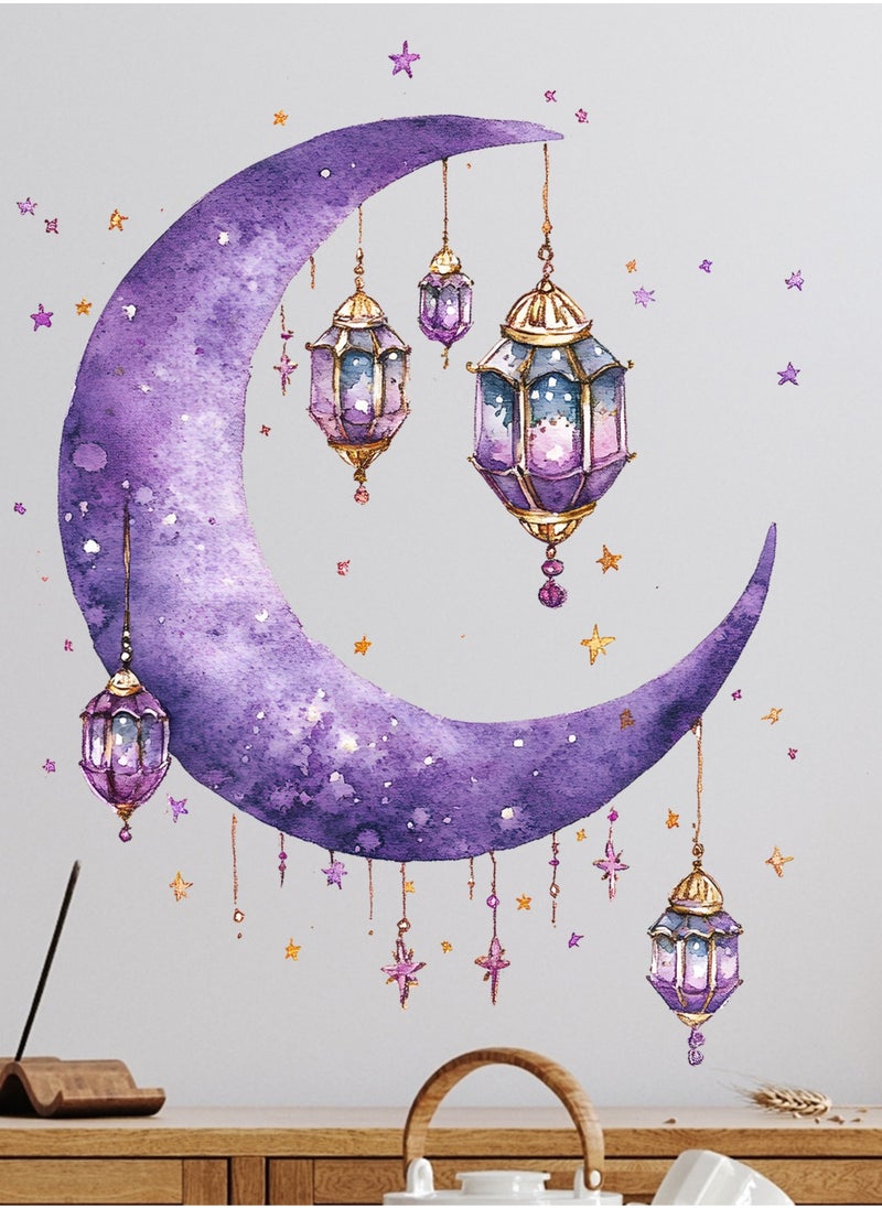 Dreamy Purple Moon Pendant Star Hanging Decoration Living Room Office Doors and Windows Decoration Wall Stickers