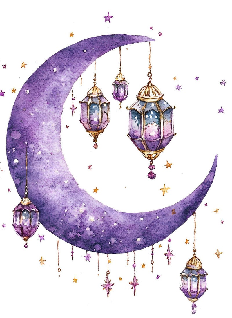 Dreamy Purple Moon Pendant Star Hanging Decoration Living Room Office Doors and Windows Decoration Wall Stickers