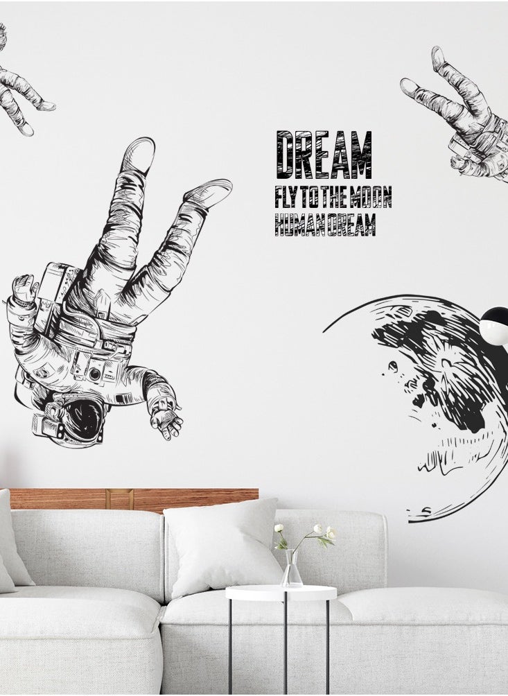 Cartoon Astronaut Planet Wall Sticker Self-adhesive Living Room Bedroom Decoration Wall Sticker