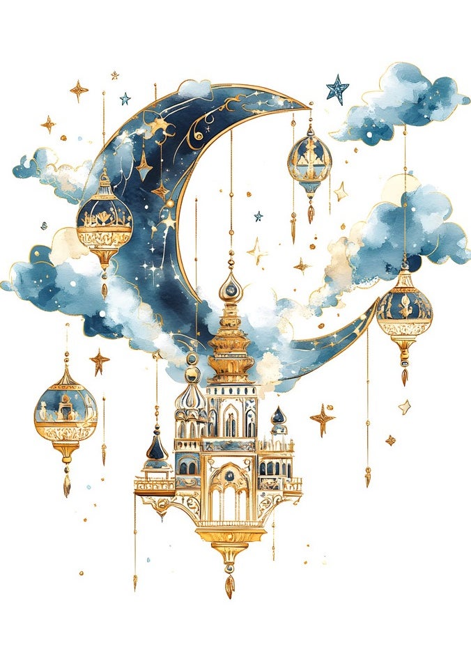 Middle East Festival Dream Moon Chandelier Castle Stickers Living Room Entrance Wall Decoration Wall Stickers