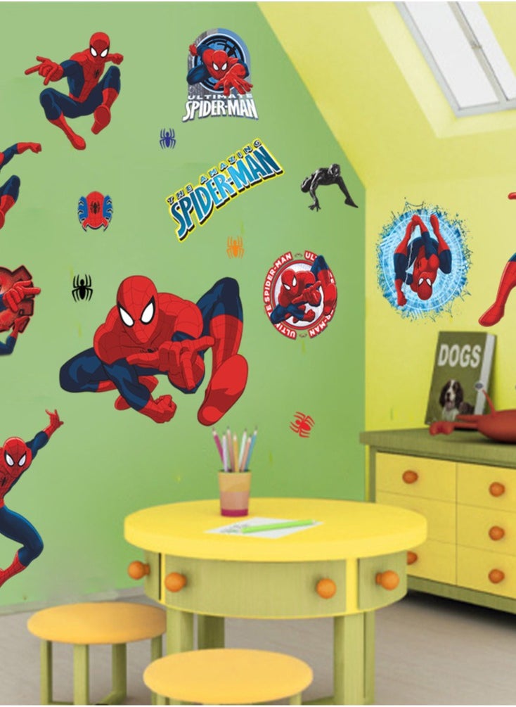 New Spider Man Children's Room Bedroom Living Room Background Wall Stickers Wholesale Waterproof Removable