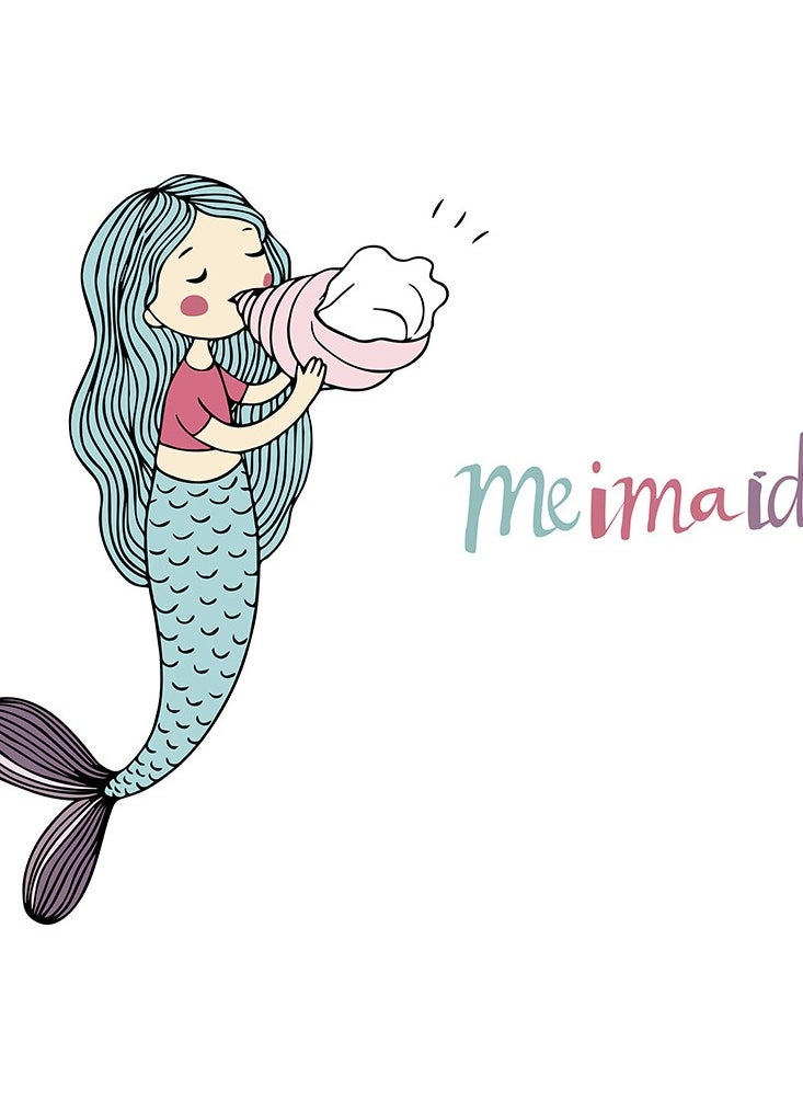 Cartoon Mermaid Blowing Conch Wall Sticker Self-adhesive Bedroom Background Wall Decoration Wallpaper