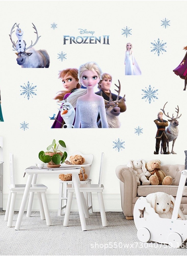 Elsa Anna Princess Frozen Wall Stickers Children's Room Bedroom Decoration Background Wall Stickers Self Adhesive Stickers