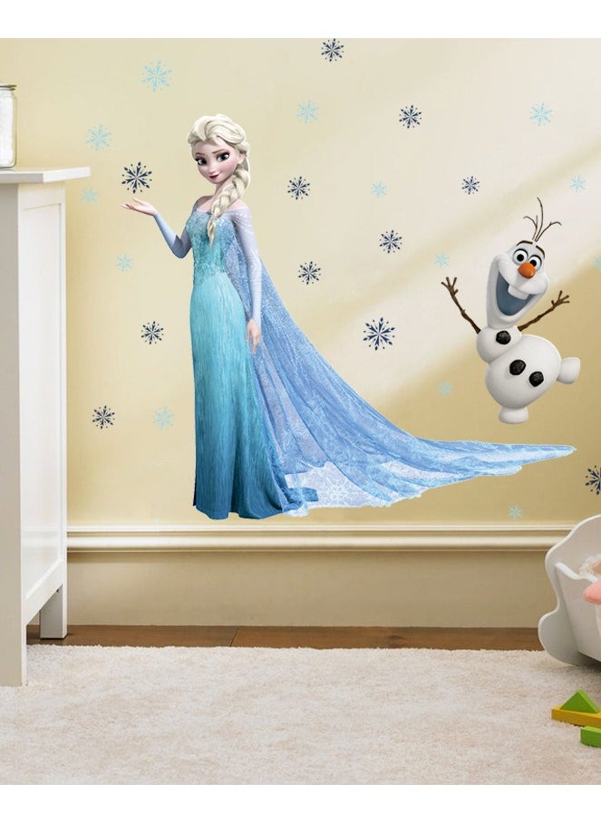 Elsa Anna Princess Frozen Wall Stickers Children's Room Bedroom Decoration Background Wall Stickers Self Adhesive Stickers