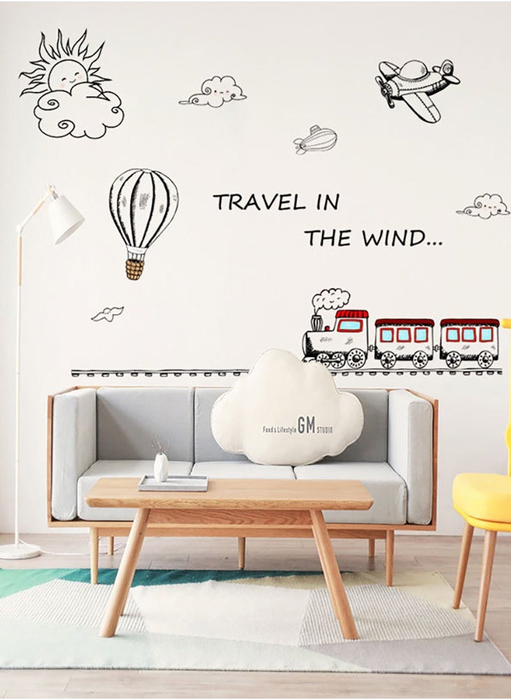 Cartoon Small Train Wall Stickers Self-adhesive Wall Stickers For Children's Rooms Home Background Decoration Stickers