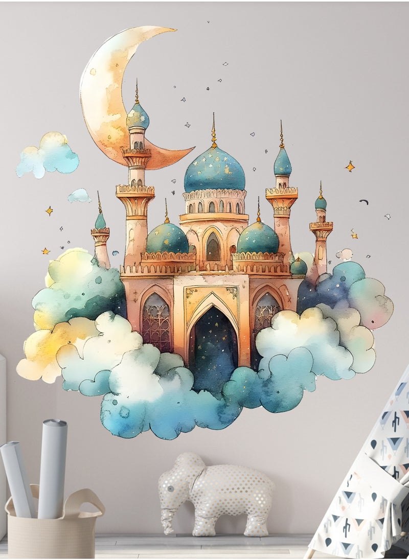 Colorful Dreamy Middle East Moon Castle Bedroom Living Room Entrance Wall Decoration Wall Stickers Self Adhesive