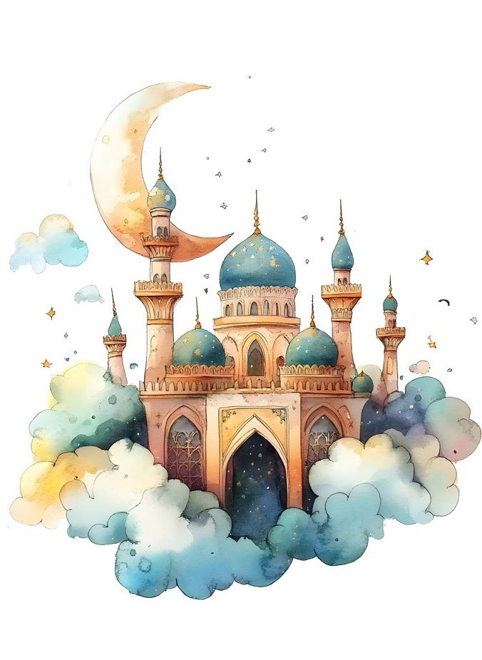 Colorful Dreamy Middle East Moon Castle Bedroom Living Room Entrance Wall Decoration Wall Stickers Self Adhesive