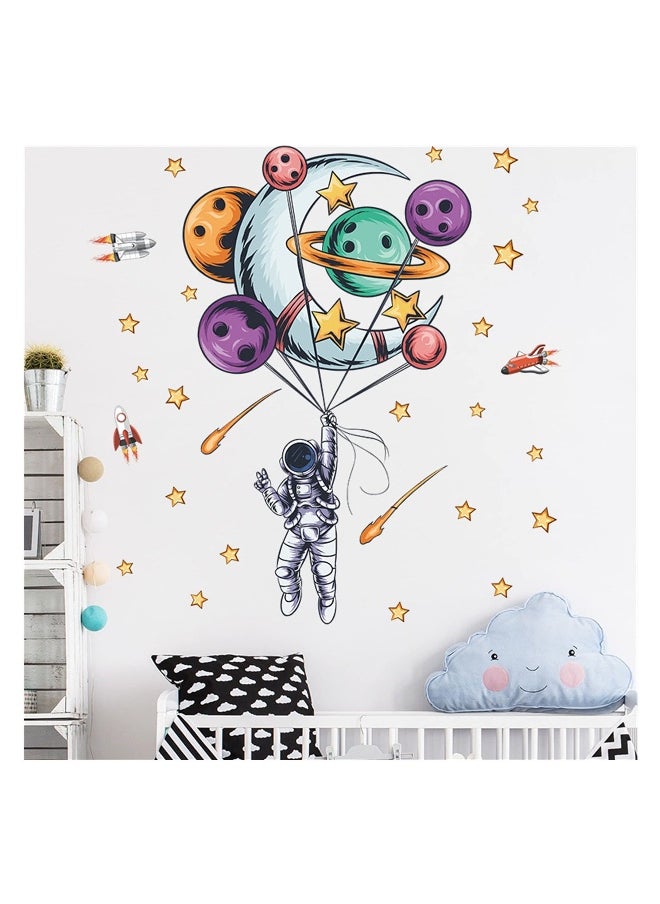 SYOSI, Astronaut Wall Stickers, Space Planet DIY Vinyl Large Wall Decals, Cartoon Art Decorations Decor for Kids Boys Bedroom Living Room Playing Room Murals